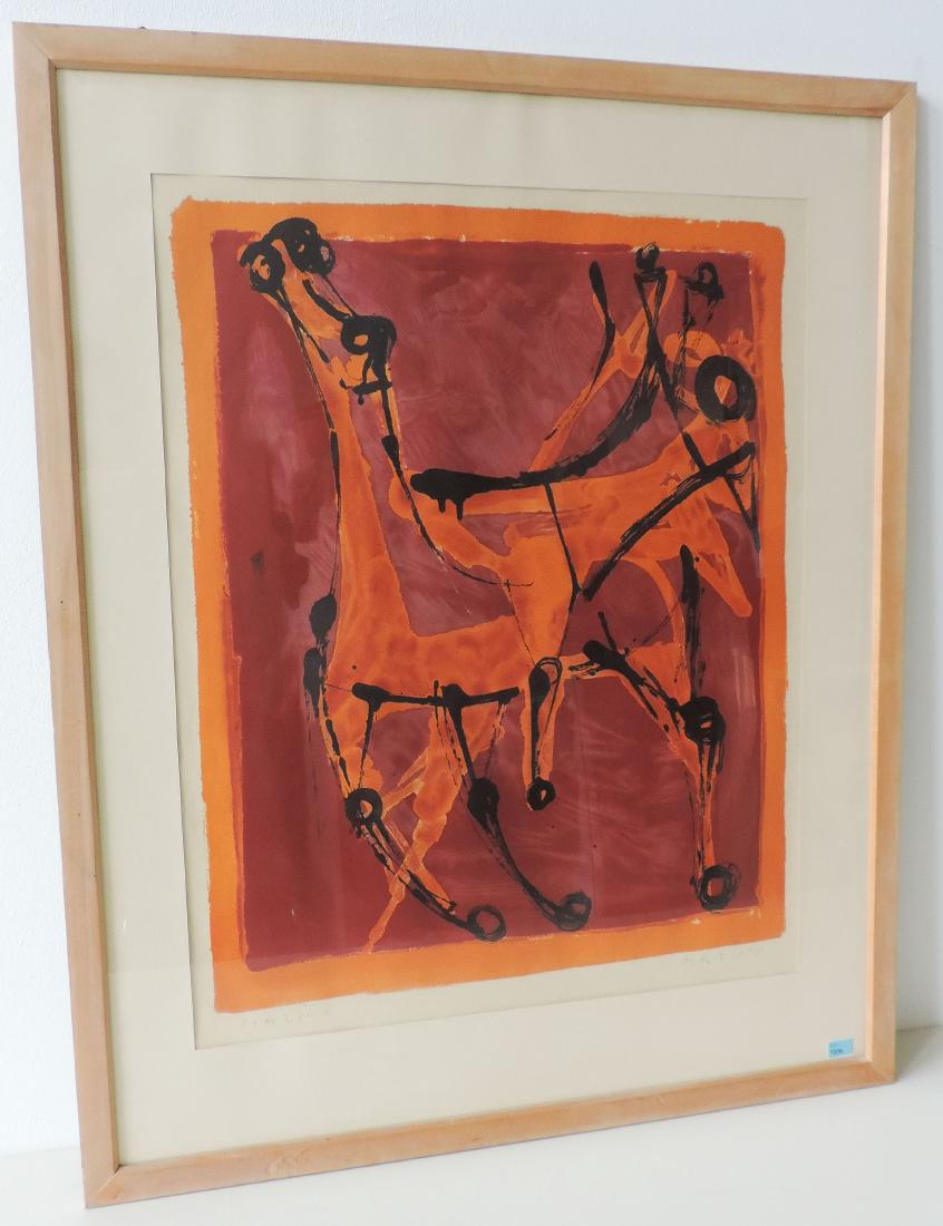 Marini, Marino (Pistoia 1910–1980 Viareggio) Reiter.: Marini, Marino (Pistoia 1910–1980 Viareggio) Reiter. Farblithographie. Unten rechts im Druck signiert und unten links signiert. Lichtmass 65x51,5 cm. Gerahmt.