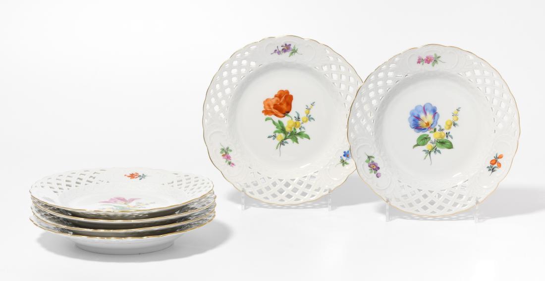 6 kleine Teller, Meissen 20.Jh. Porzellan, Rand (1 of 1)