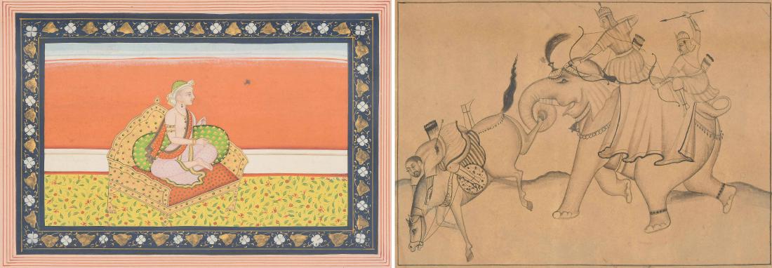 2 Miniaturmalereien Indien, um 1900 und 20.Jh. Tusche (1 of 3)