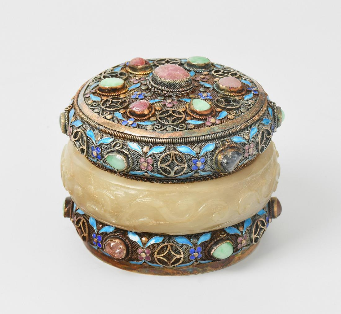 Deckeldose China, 20.Jh. Silber mit Resten von (1 of 1)