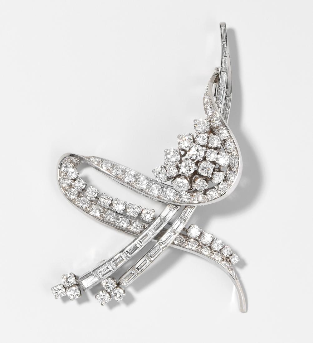 Diamant-Brosche Binder. 750 Weissgold. 68 Brillanten (1 of 1)