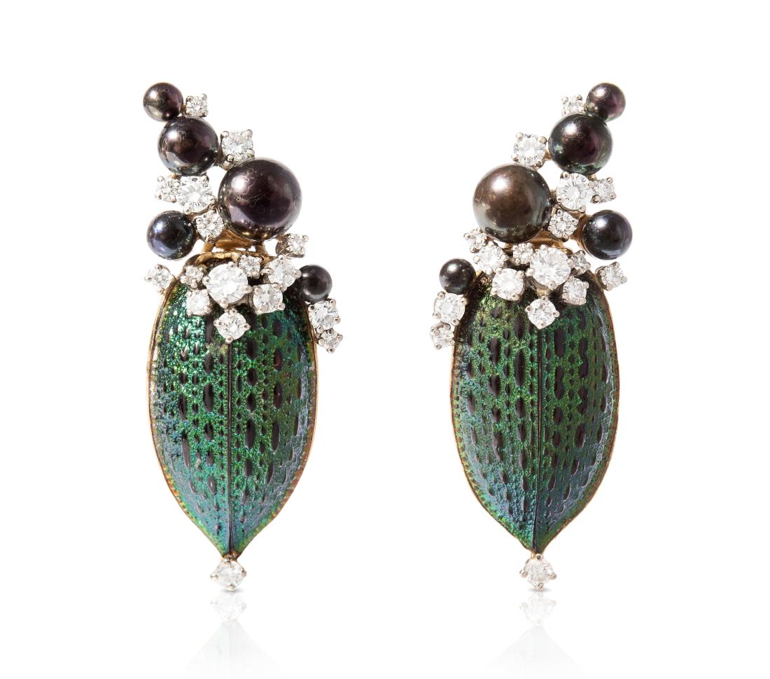 Gilbert Albert Skarabäus-Perlen-Brillant-Ohrclips 750 (1 of 1)