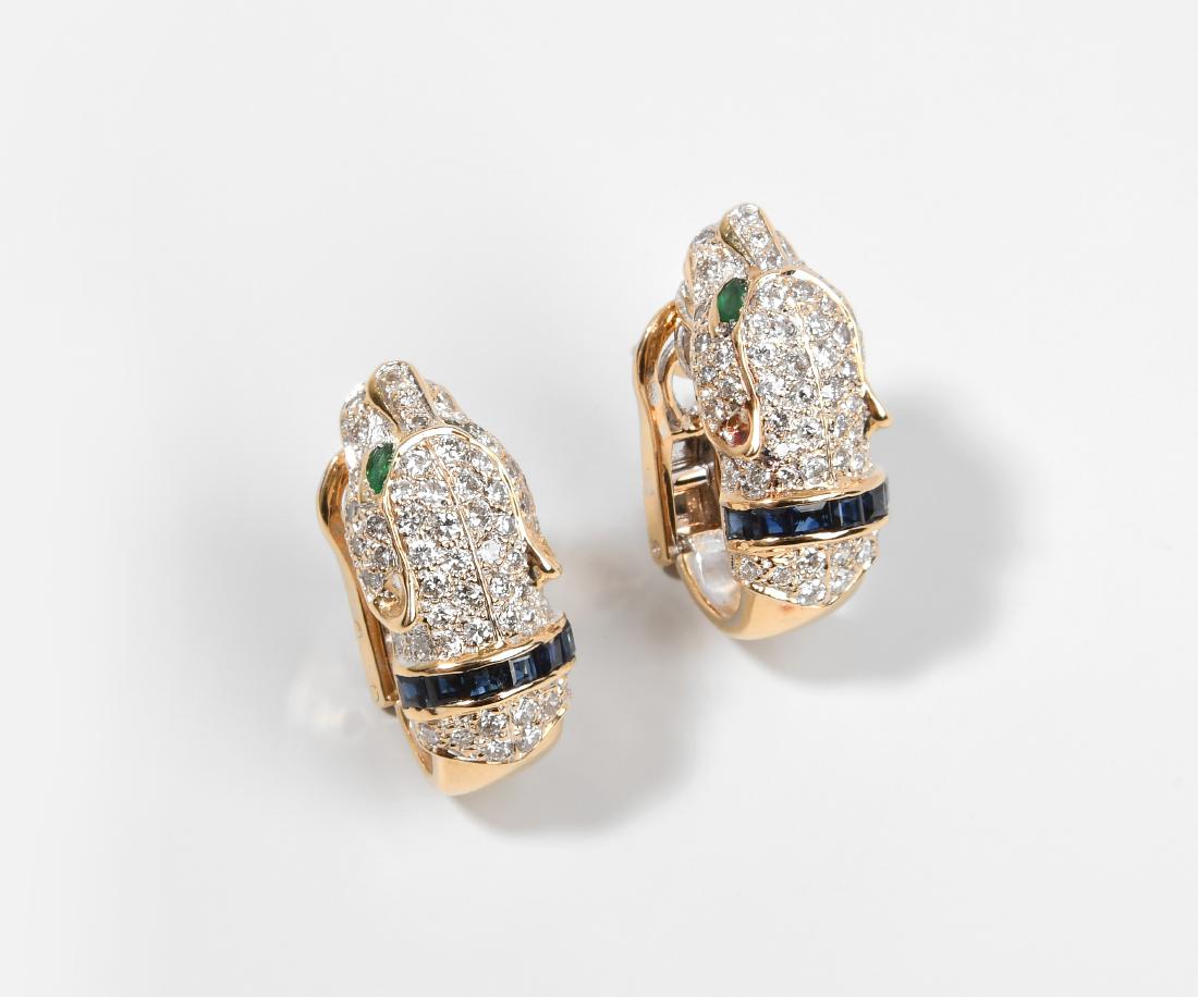 Brillant-Smaragd-Saphir-Ohrclips Frankreich. 750 (1 of 1)