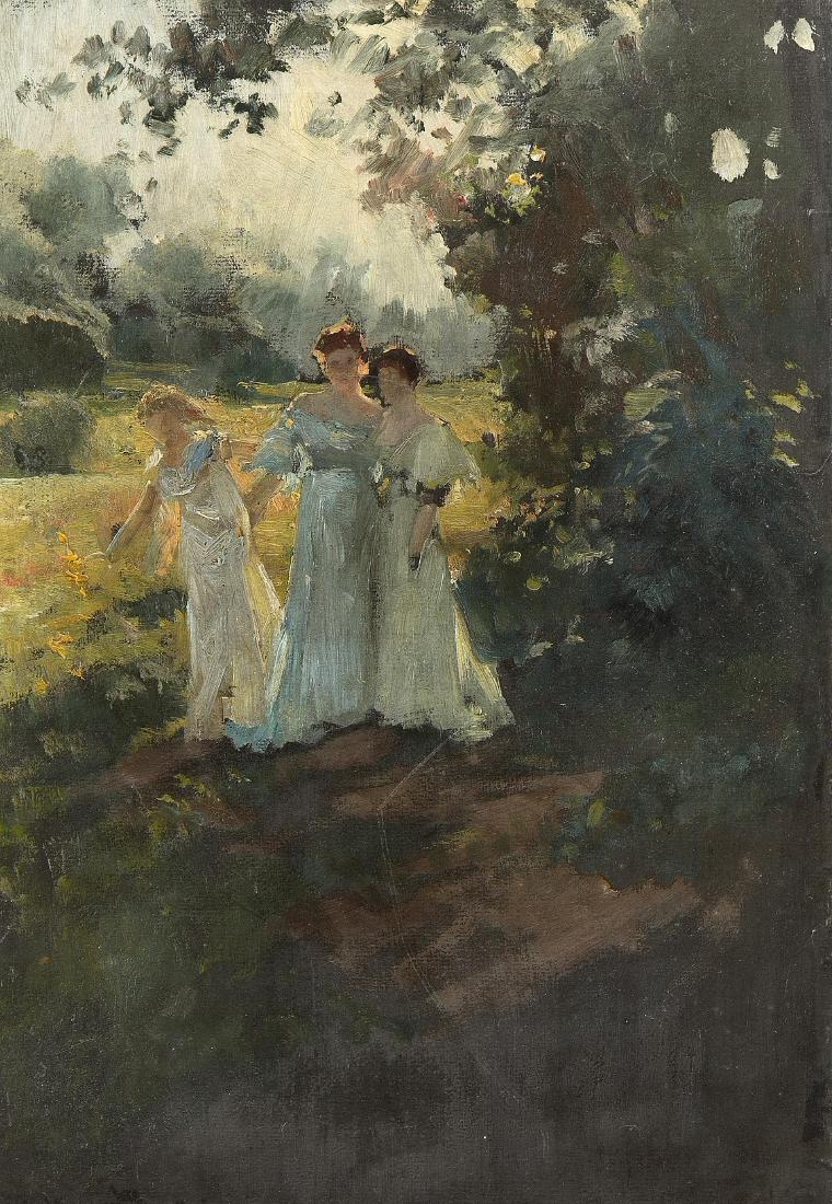 Genfer Schule 2.Hälfte 19.Jh. Drei Frauen im Park. (1 of 1)