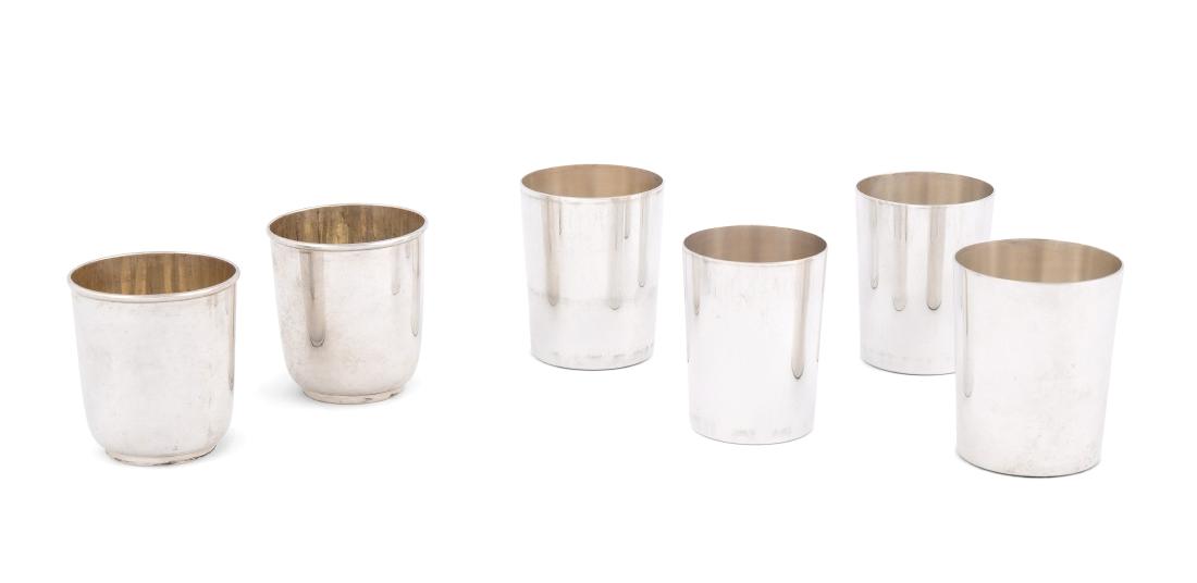 Lot: 6 Becher Silber. Zylindrische, blanke Formen. Set (1 of 1)