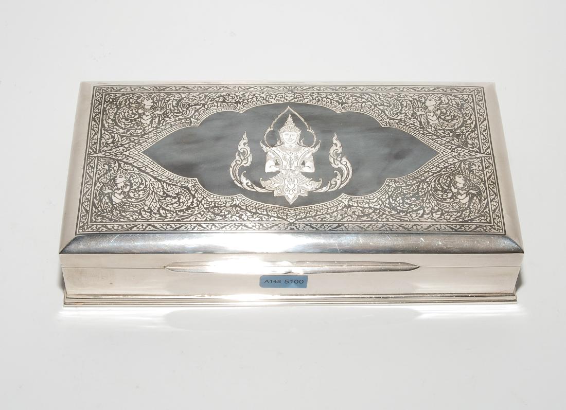 Zigarettendose England, 20.Jh. Silber. Rechteckform, (1 of 1)