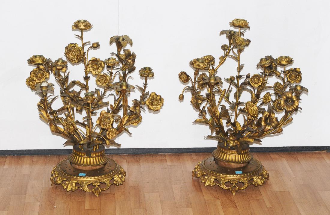 1 Paar Blumenleuchter Barock-Stil. Messing. Rundsockel (1 of 1)