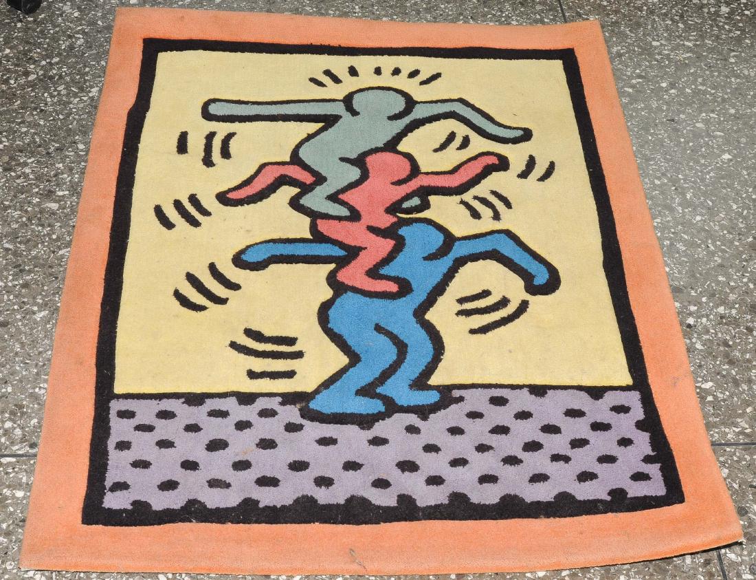 Haring, Keith (Kutztown 1958–1990 New York) nach: Haring, Keith (Kutztown 1958–1990 New York) nach "Balancing Act". Tapisserie. Verso mit Etikett. 120x90 cm.