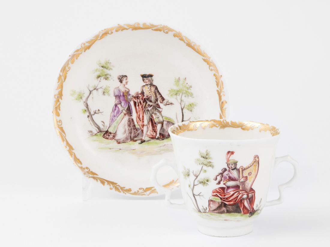 Doppelhenkeltasse, Hausmalerei Um 1750. In der Art von (1 of 1)