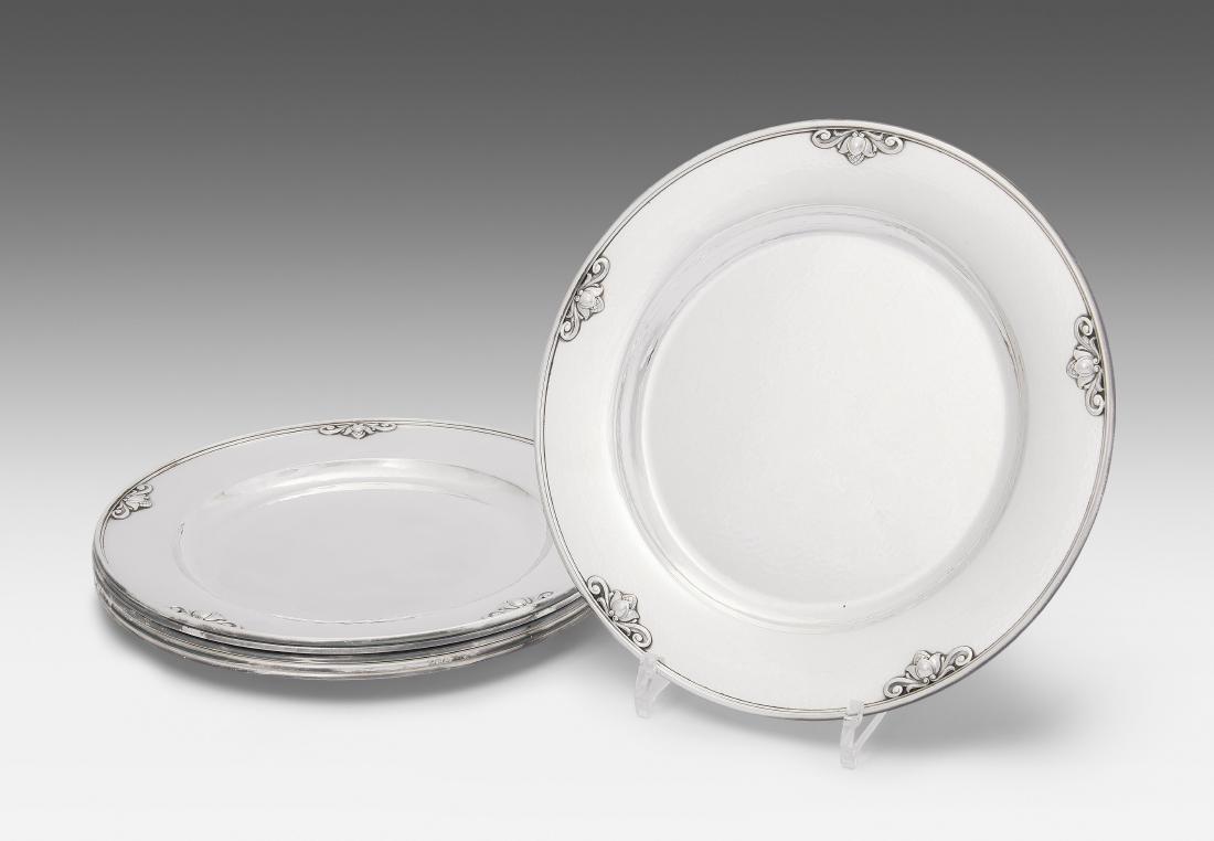 Set: 6 Platzteller, Georg Jensen Kopenhagen, 1945–77. (1 of 1)