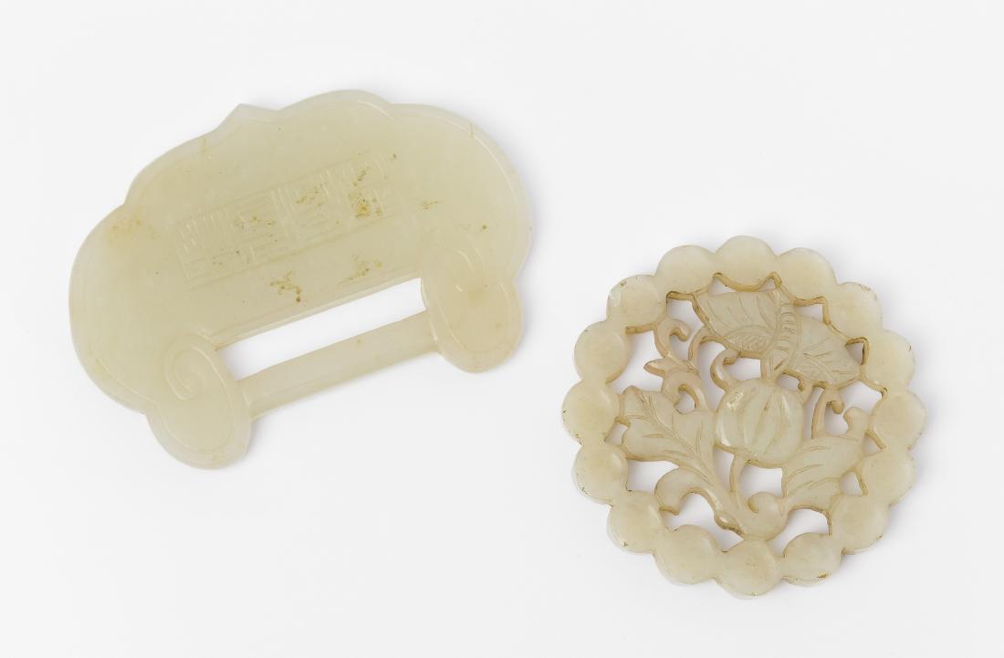 Lot: 2 Jadeplaketten China. Hell-celadongrüne Jade. (1 of 1)