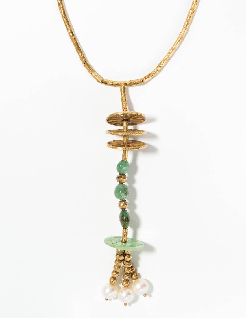 Smaragd-Jadeit-Kulturperlen-Collier Pierre (1 of 1)