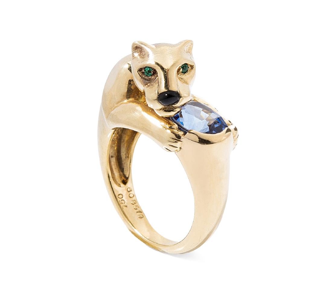 Cartier Saphir-Smaragd-Email-Ring Frankreich, 1980er (1 of 1)