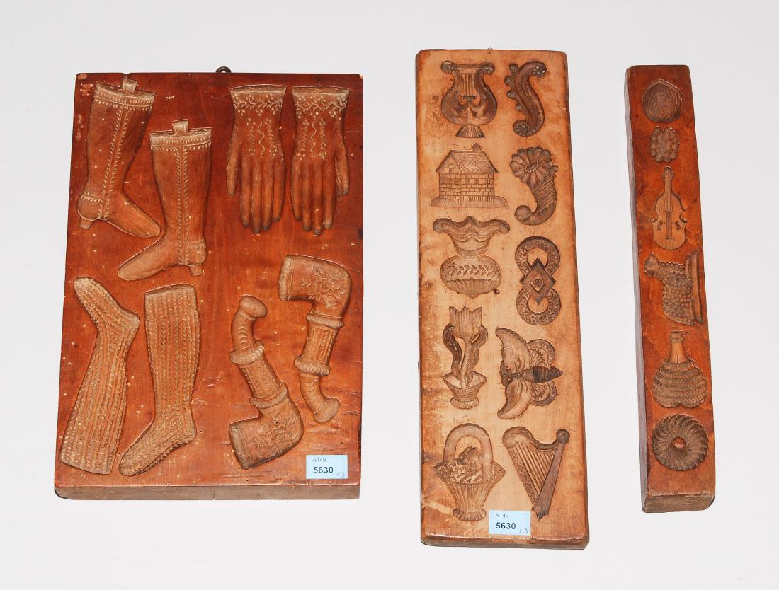 Lot: 3 Gebäckmodel Alpenländisch, 19.Jh. Obstholz mit (1 of 1)