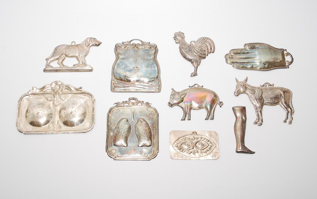 Lot: 7 Votive 19./20.Jh. Metallblech, versilbert und (1 of 1)