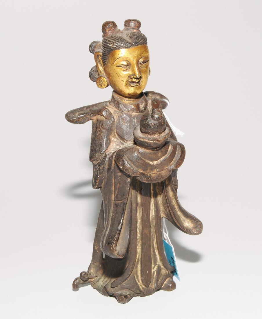 Figur China, 20.Jh. Bronze, teilvergoldet. Stehende (1 of 1)