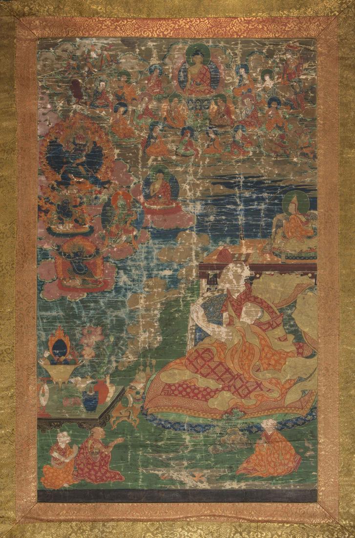 2 Thangkas Tibet. Farben auf Leinwand. a) Thangka des (1 of 17)