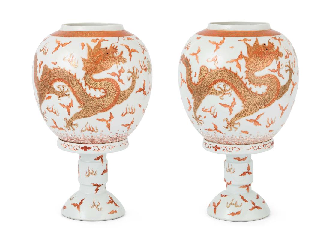 1 Paar Tischlampen China, Mitte 20.Jh. Porzellan. (1 of 9)