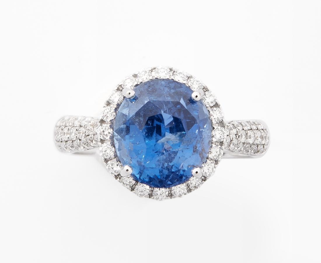 Saphir-Brillant-Ring 750 Weissgold. 1 blauer Saphir in (1 of 2)