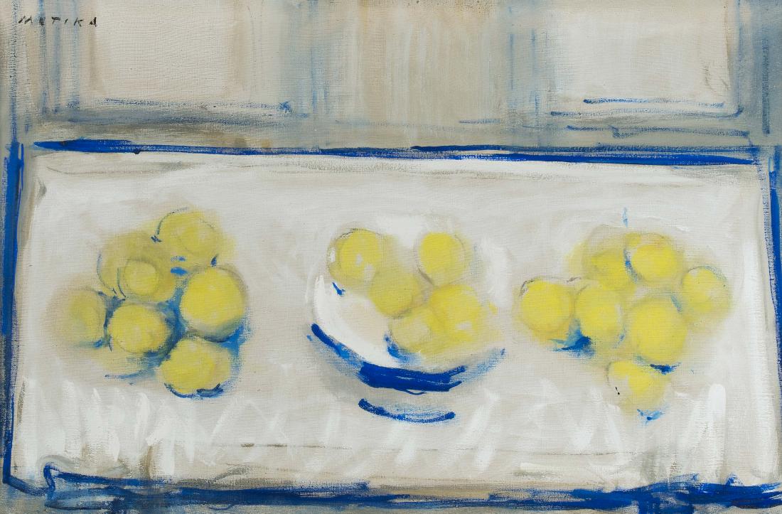 Motika, Antun (Pula 1902–1992 Zagreb) Stilleben mit: Motika, Antun (Pula 1902–1992 Zagreb) Stilleben mit Früchten. Öl auf Leinwand. Oben links signiert. 61x92 cm.