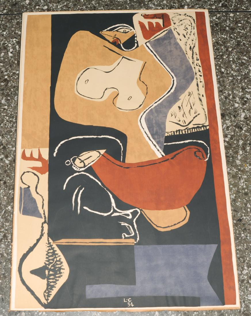 Le Corbusier (La-Chaux-de-Fonds 1887–1965 Roquebrune: Le Corbusier (La-Chaux-de-Fonds 1887–1965 Roquebrune Martin) "Femme à la main levée". 1954. Farblithographie. Unten mittig im Druck monogrammiert und datiert. Blattgrösse 110,3x69,3 cm.