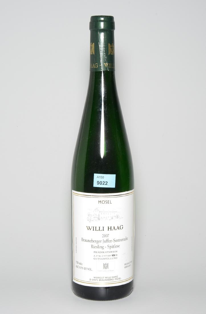 Sammelnummer Deutsche Weine Riesling Spätlese 07,: Sammelnummer Deutsche Weine Riesling Spätlese 07, Brauneberger Joffer Sonnenuhr, Mosel, Willy Haag, 6 Fl. Riesling Auslese Oppenheim Sackträger, 97 Kabinett halbtrocken, Gillot, 2 Fl. Wehlener Sonne