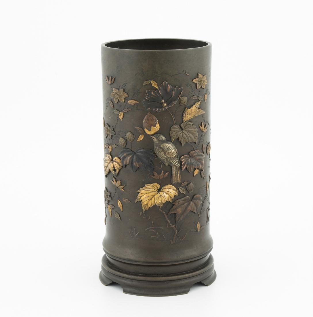 Zylindervase Japan, Meiji-Zeit. Bronze mit (1 of 7)