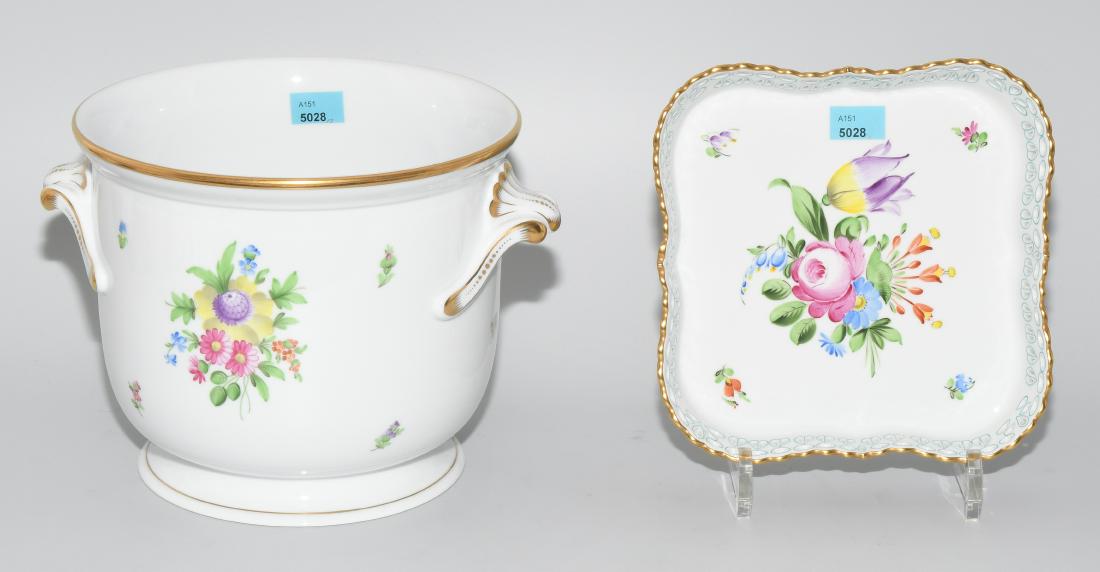 Cachepot und Schale Herend, nach 1945. Porzellan, Dekor (1 of 1)