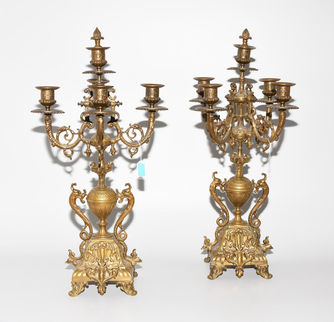 1 Paar Girandolen Historismus. Bronze. 4-flammig. 4 (1 of 1)