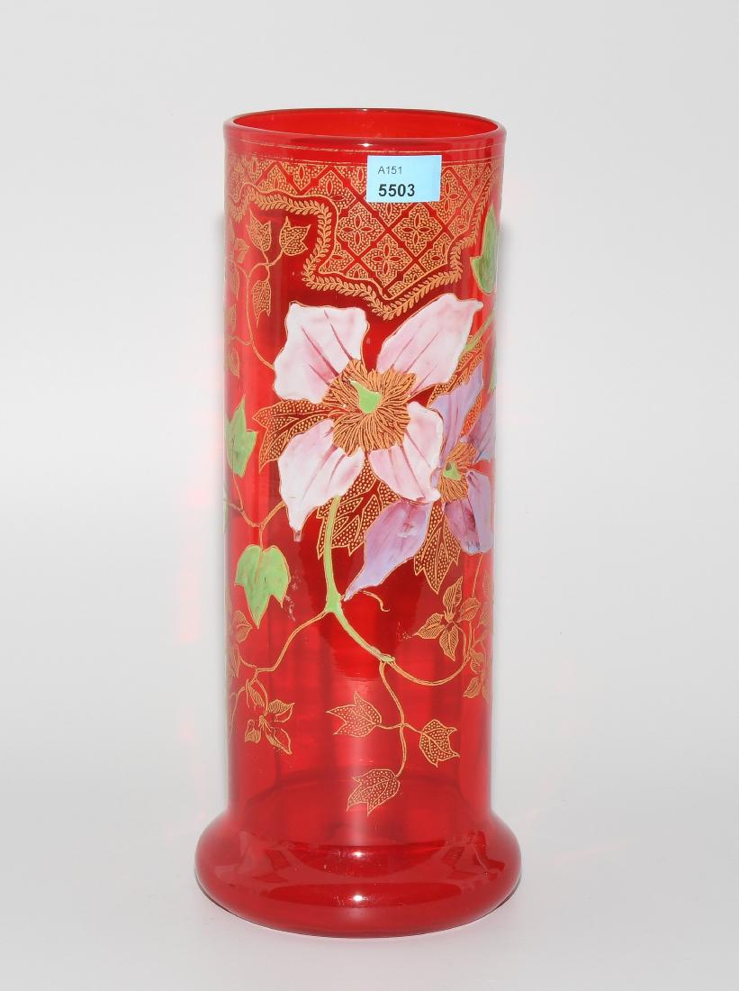 Vase Frankreich, um 1900. Rotes Glas, polychrome (1 of 1)