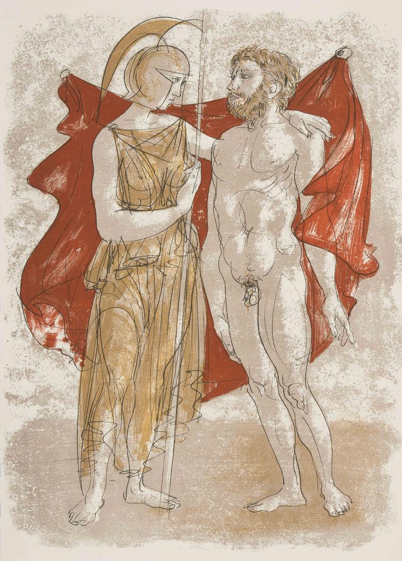 Erni, Hans (Luzern 1909–2015 Luzern) ~qOdyssée~q.: Erni, Hans (Luzern 1909–2015 Luzern) ~qOdyssée~q. Homere. Version française de Victor Bérard, lithographies originales par Hans Erni. Lausanne, André et Pierre Gonin, 1957-1958. 3 Bände. Fol.,