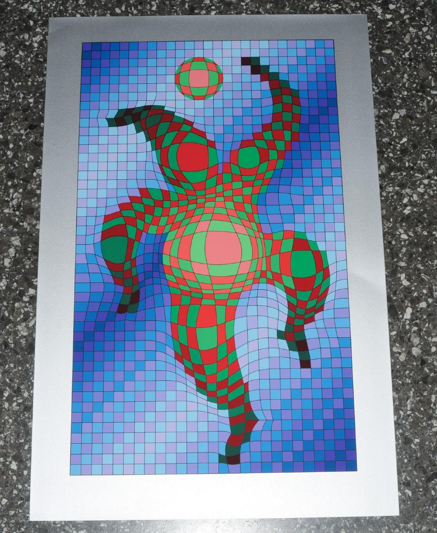 Vasarely, Victor: (Pécs (Ungarn) 1908–1997 Paris) Figur. Farbserigraphie. 214/275. Unten rechts signiert. Blattgrösse 85x55 cm.