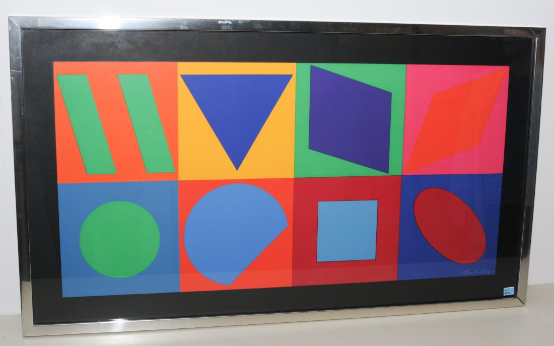 Vasarely, Victor: (Pécs (Ungarn) 1908–1997 Paris) Ohne Titel. Farbserigraphie. 107/200. Unten rechts signiert und mit Prägestempel: "Editeur Denise Rene". Lichtmass 56x101 cm. Gerahmt.