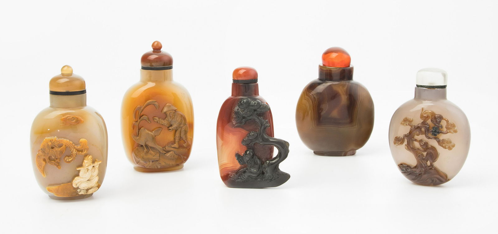 5 Achat Snuff Bottles (1 of 7)