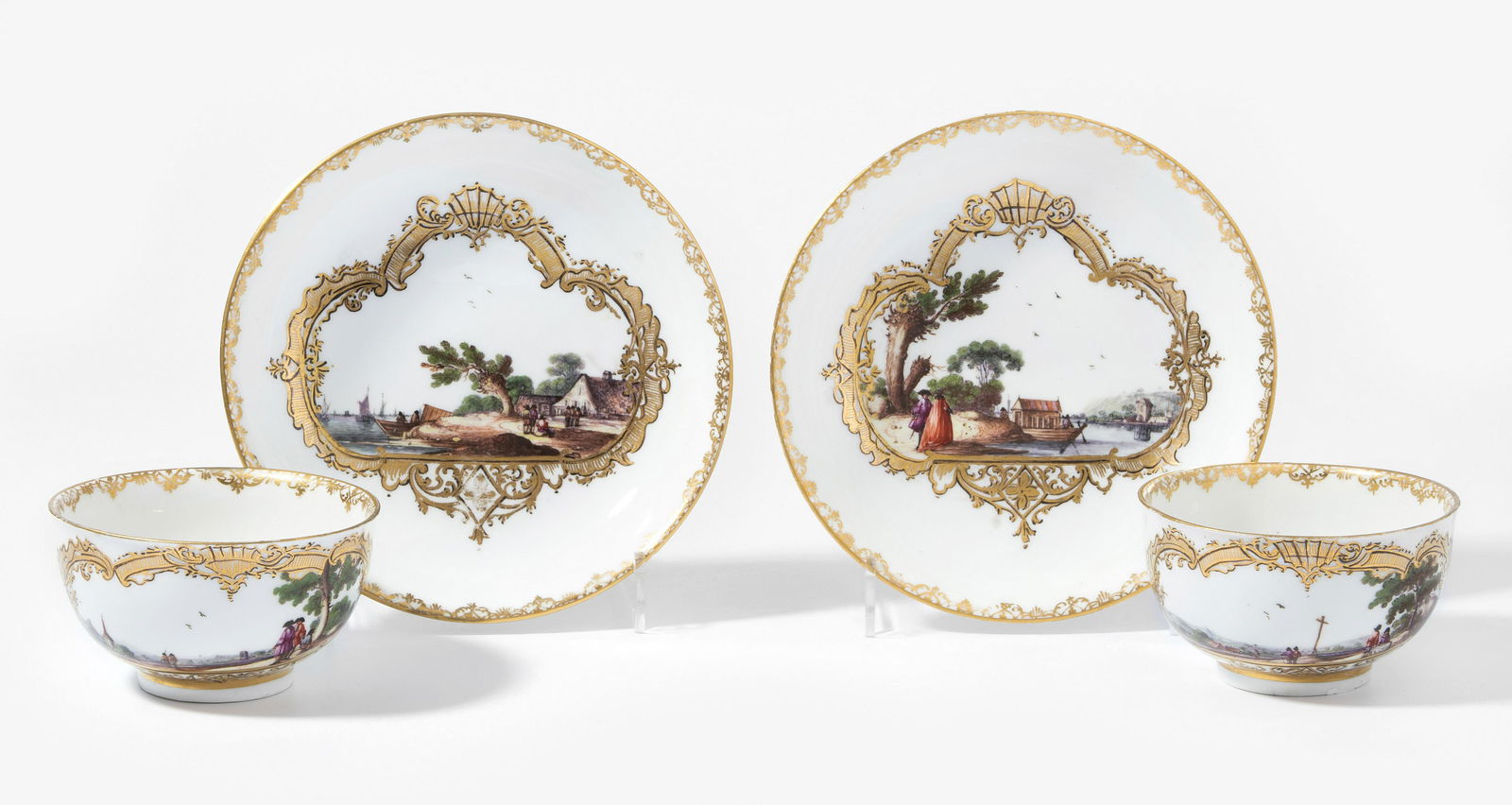 Meissen, 1 Paar Tassen mit Untertassen (1 of 1)