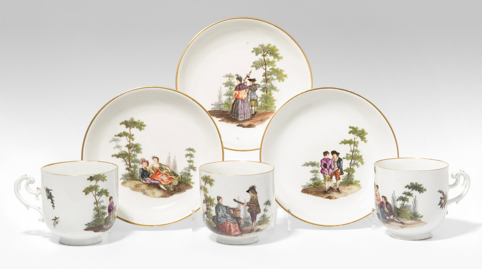 Meissen, 3 Tassen mit Untertassen (1 of 1)