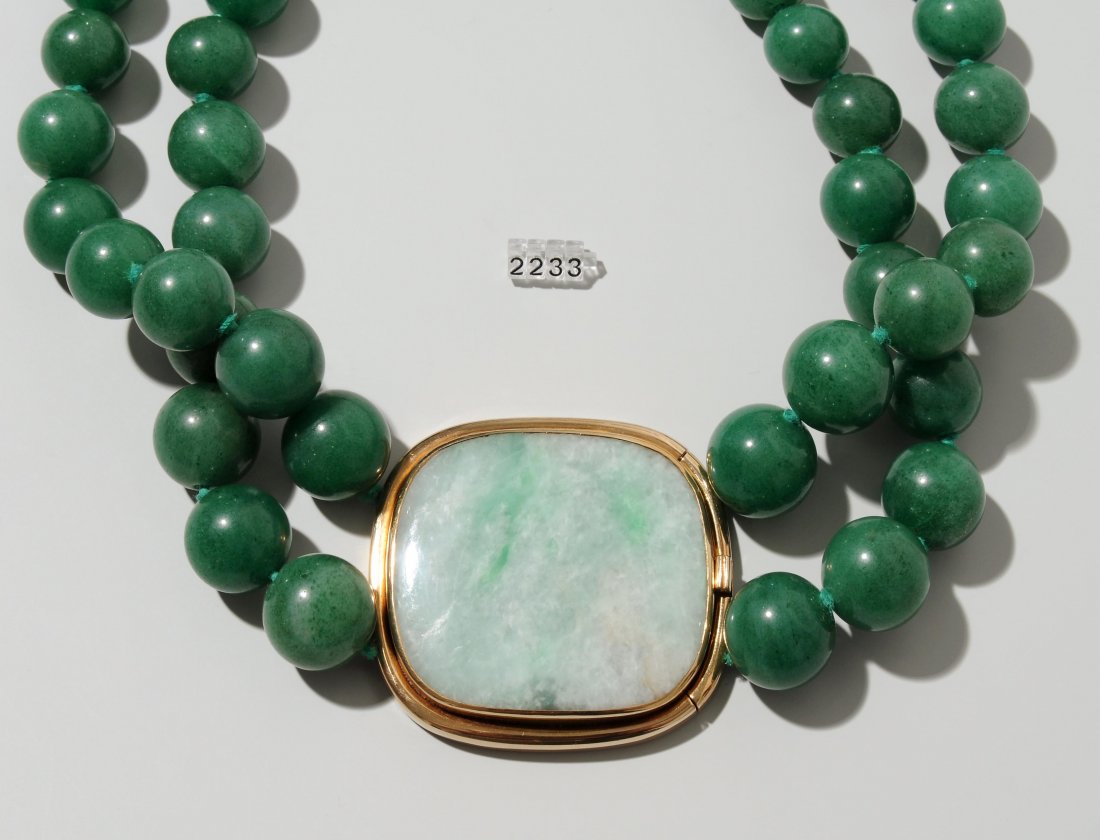 Jade-Gold-Collier 750 Gelbgold. Zweireihige (1 of 1)