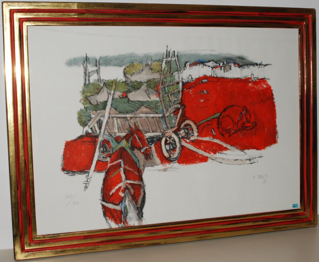 Mirer, Rudolf (Vals 1937) Ernte. 1988.: Mirer, Rudolf (Vals 1937) Ernte. 1988. Farblithographie. 124/150. Unten rechts signiert und datiert. Lichtmass 67x98 cm. Gerahmt.