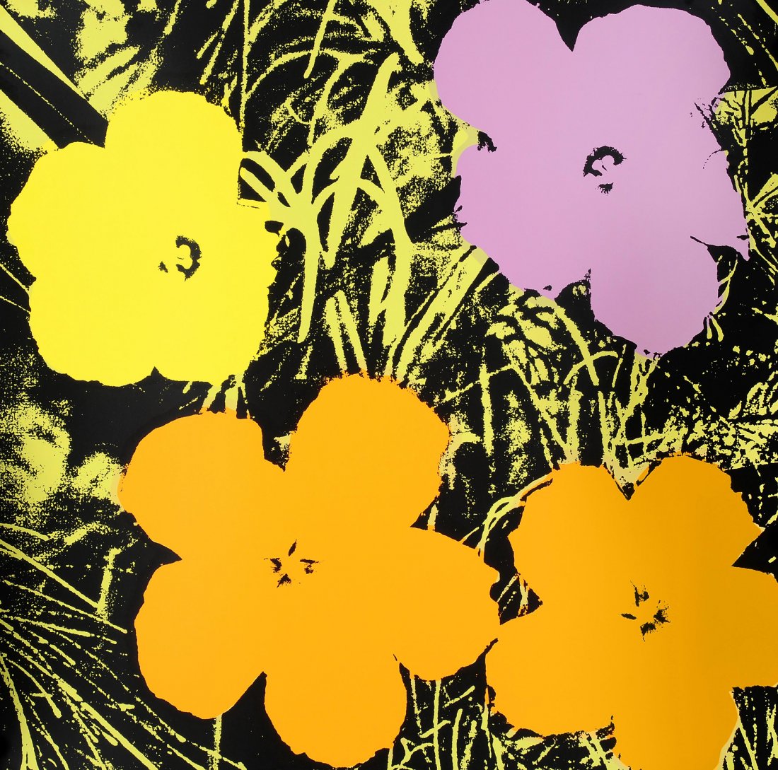 Warhol, Andy (Pittsburg 1928–1987 New York) nach: Warhol, Andy (Pittsburg 1928–1987 New York) nach "Flowers". Farbserigraphie. Blattgrösse 91,5x91,5 cm. Gerahmt. -Diese Graphik wurde nicht ausgerahmt.