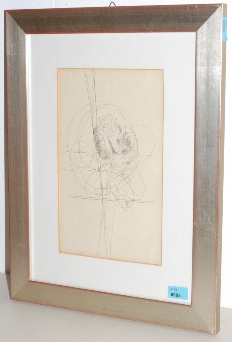 Erni, Hans (Luzern 1909) "Der Maler". 1951.: Erni, Hans (Luzern 1909) "Der Maler". 1951. Steingravur. Lichtmass 22,5x13,5 cm. Gerahmt.