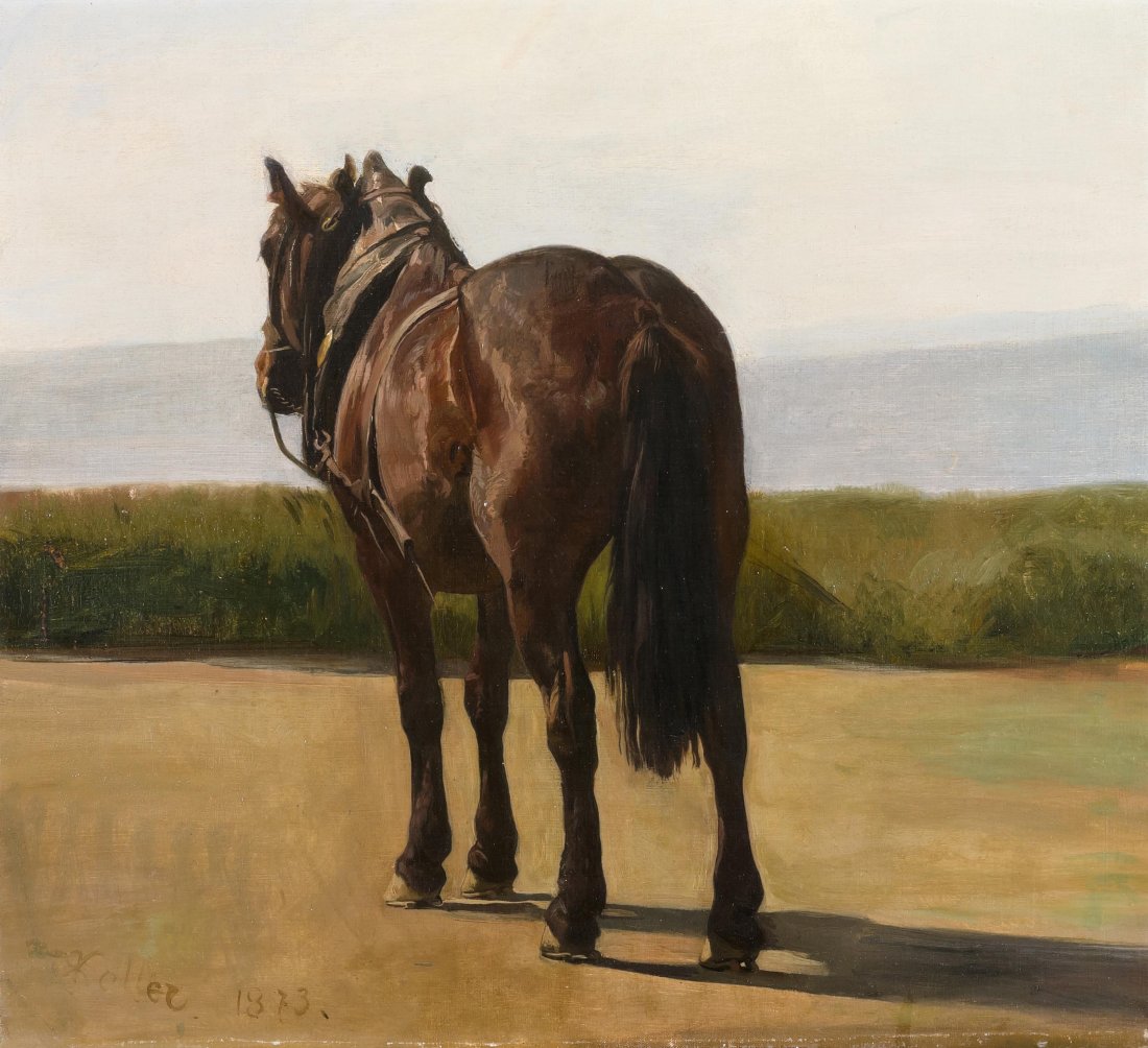Koller, Rudolf (1828 Zürich 1905) "Zugpferd", 1873. Öl (1 of 1)