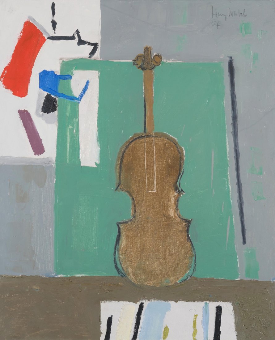 Wabel, Henry (1889 Zrich 1981) "Violine", 1967. l auf: Wabel, Henry (1889 Zrich 1981) "Violine", 1967. l auf Leinwand. Oben rechts signiert und datiert, verso auf Knstleretikett bezeichnet. 73x60 cm.
