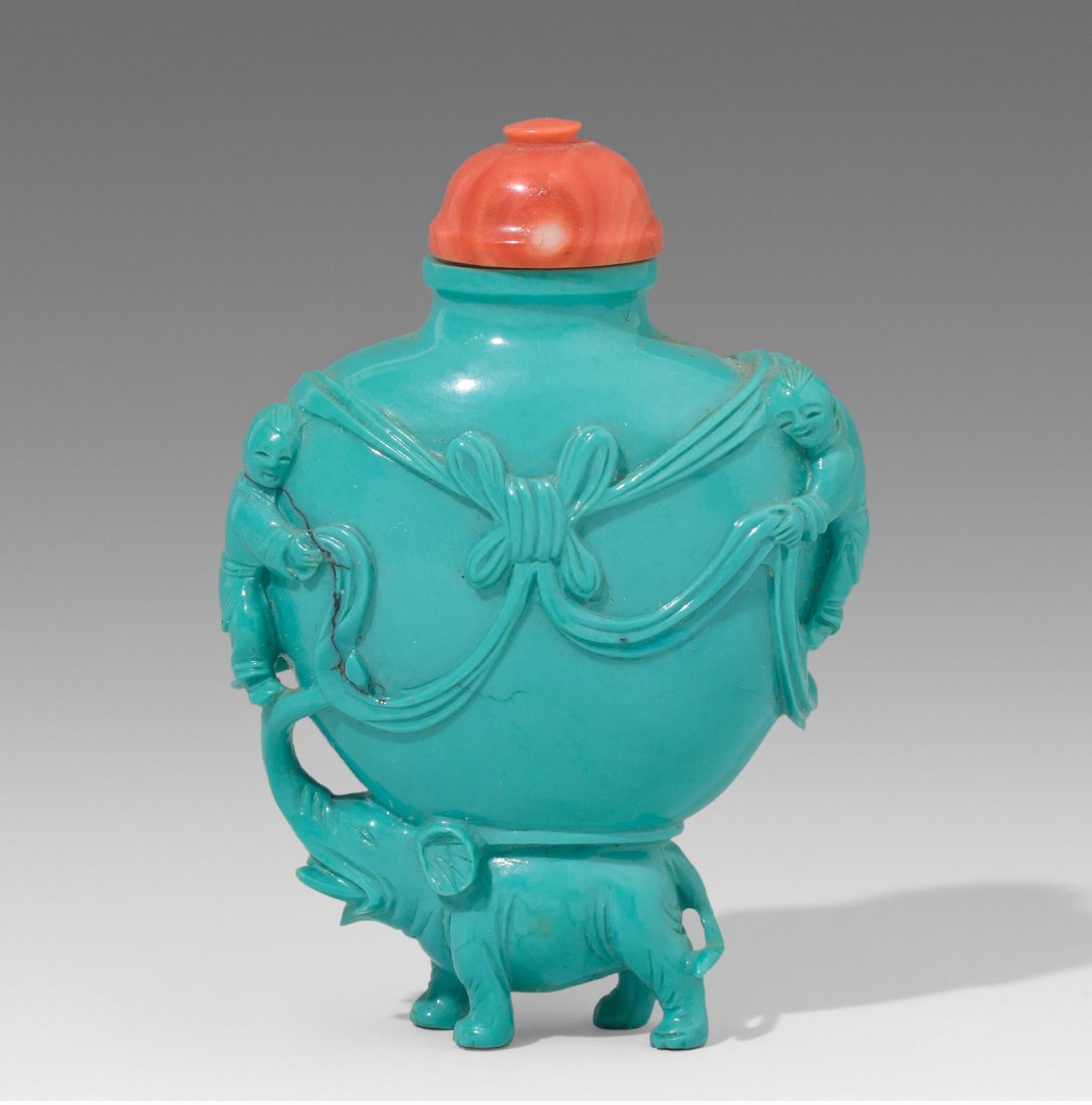 Snuffbottle China, 19.Jh. Türkis. Flaches, (1 of 1)