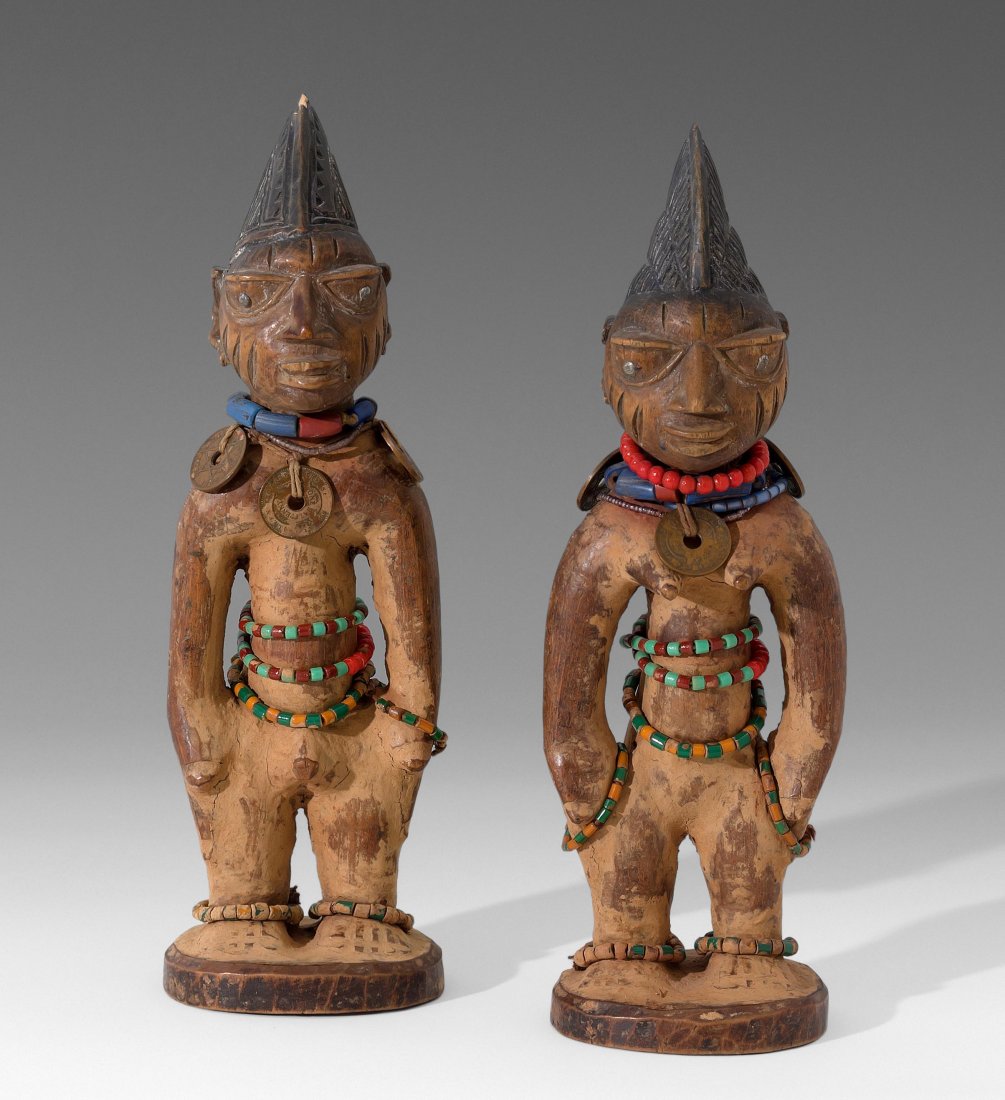 1 Paar Zwillings-Figuren "ibeji" Yoruba, Nigeria. Holz. (1 of 1)