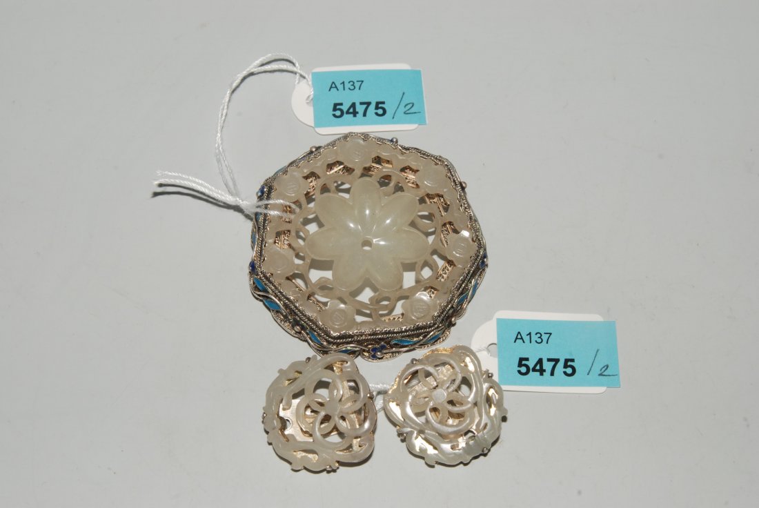 Lot: Brosche und 1 Paar Ohrclips China, 1.Hälfte 20.Jh. (1 of 1)