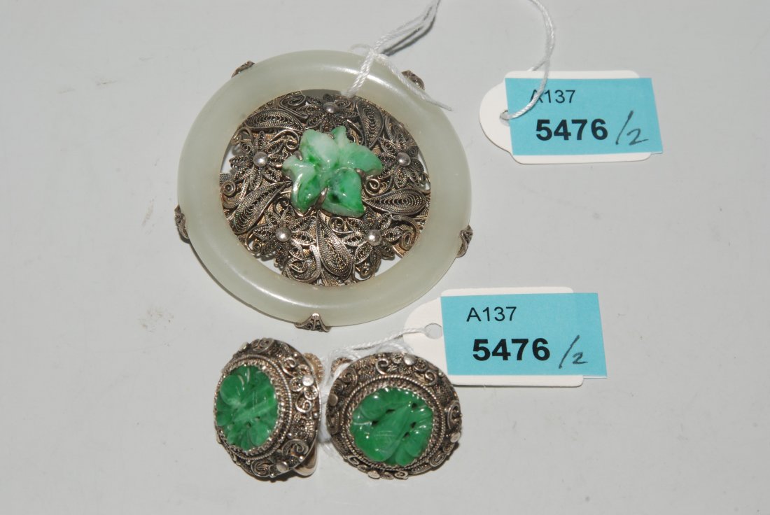 Lot: Brosche und 1 Paar Ohrschrauben China, 1.Hälfte (1 of 1)