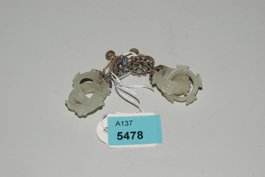 1 Paar Ohrgehänge China, 1.Hälfte 20.Jh. Jaderinge mit (1 of 1)