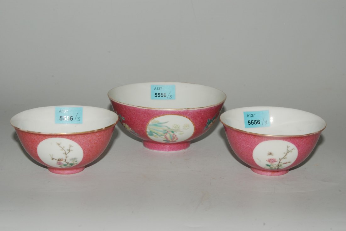 Lot: 3 Bols China, 20.Jh. Porzellan. Polychromer (1 of 1)