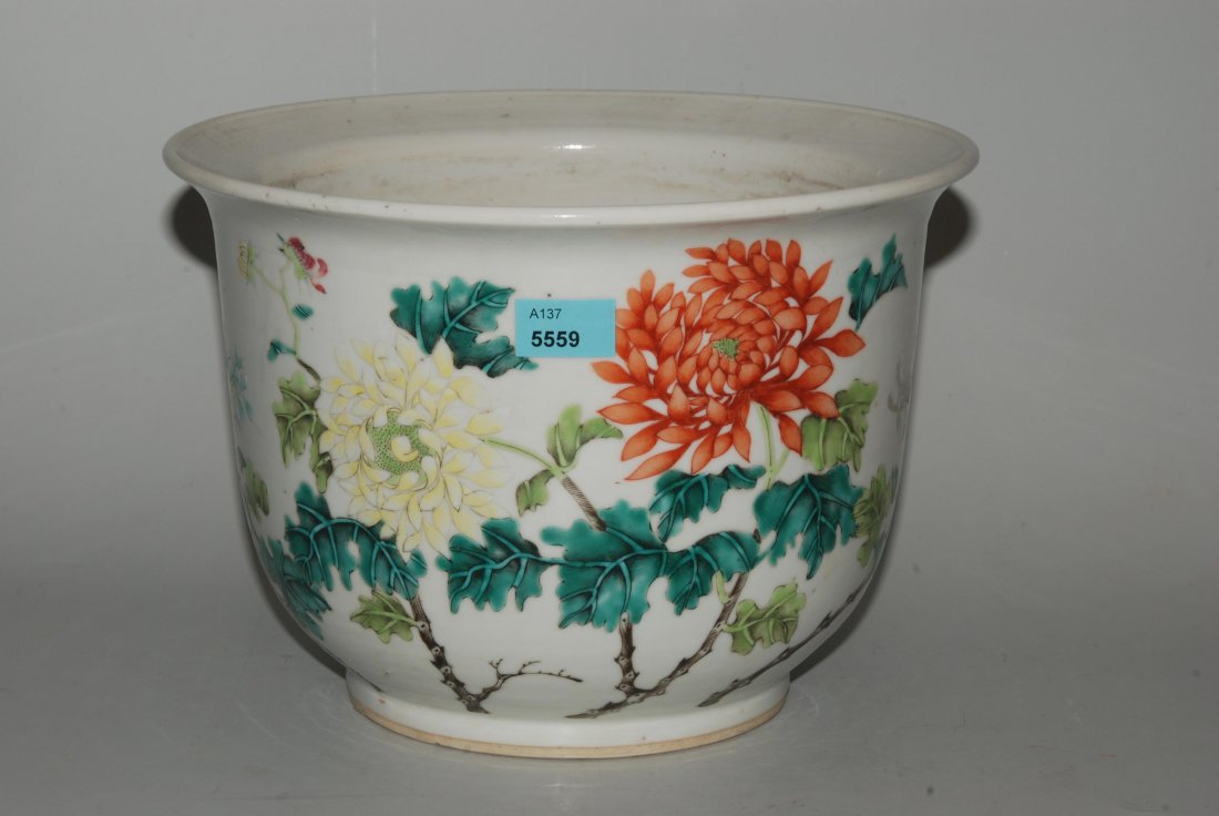 Cachepot China, 20.Jh. Porzellan. Polychromer (1 of 6)