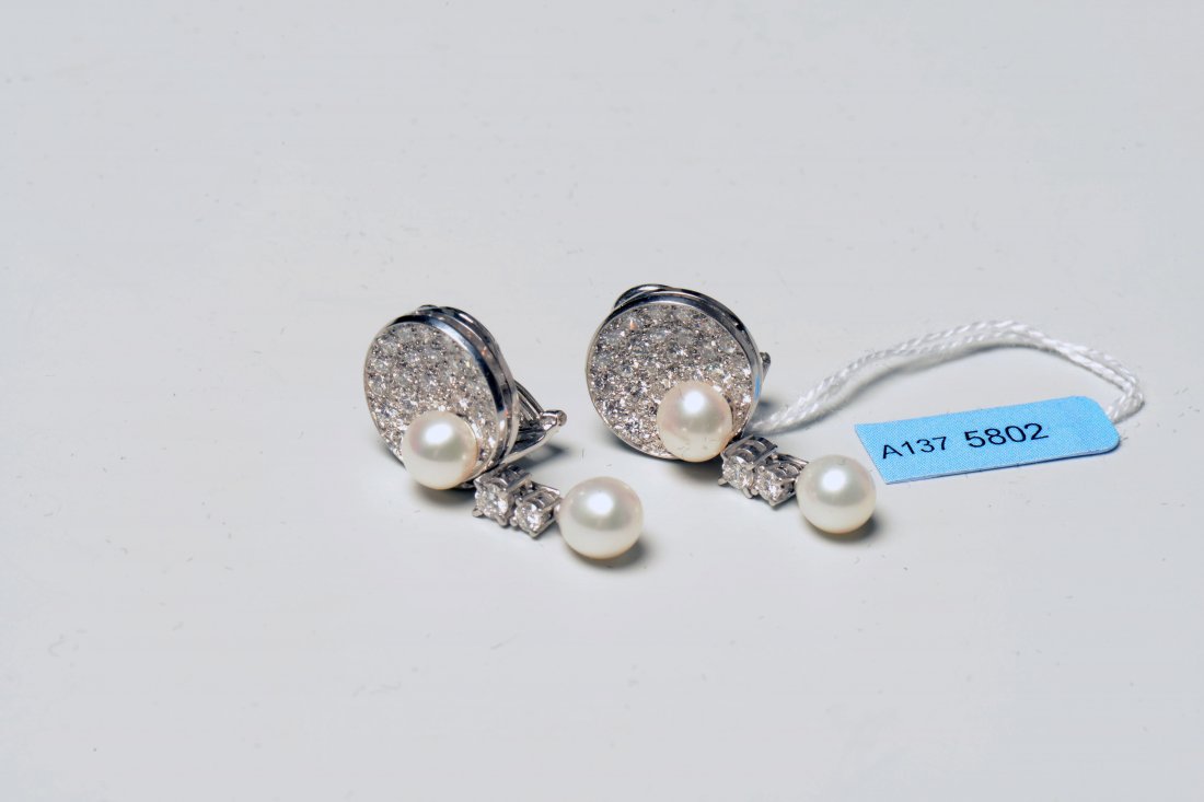 Brillant-Perlen-Ohrhänger 750 Weissgold. Konkave (1 of 1)